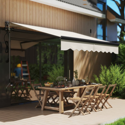 Outsunny 250cm W x 200cm D Polyester Cover Motorised Retractable Sunshade Awning