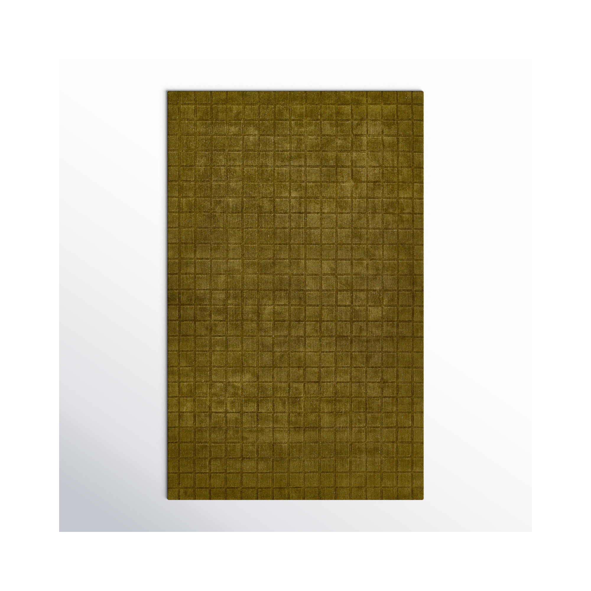 AllModern Contour Hand Loomed Wool Geometric Green Area Rug, Rectangle 5' x 8'