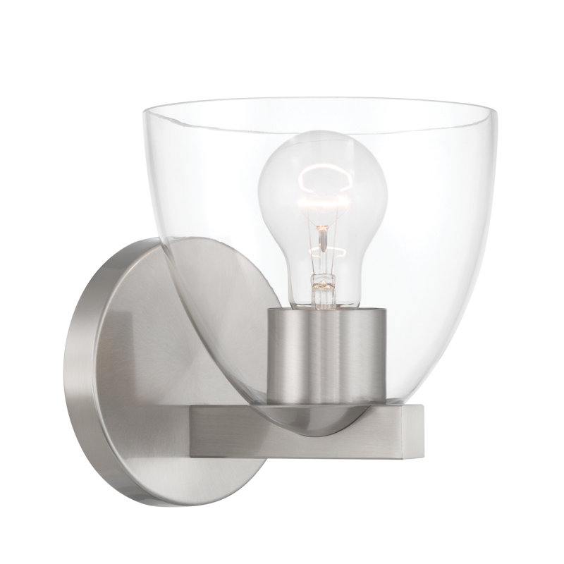Applique murale pour salle de bain 1 lumière Noellea 7,5 po de haut, Nickel