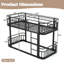 Lit superposé simple au-dessus de simple TG avec échelles et garde-corps, structure en métal à tuyaux ronds améliorée, élégant et polyvalent pour toutes les pièces, adolescents et adultes, noir