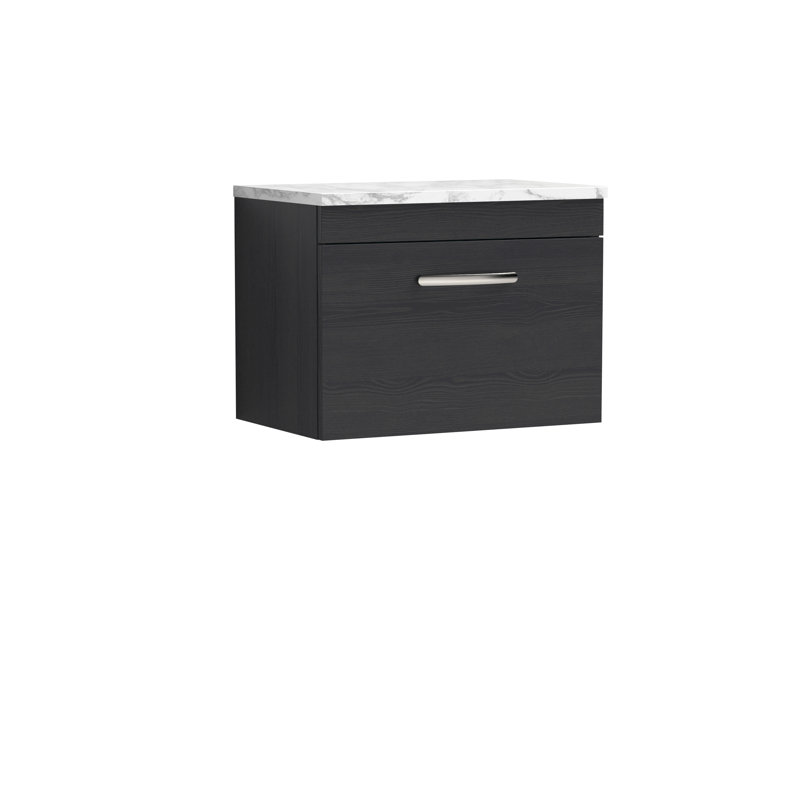 Athena 60.48cm Single Bathroom Vanity Base Only, Charcoal Black Woodgrain