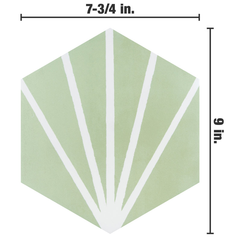 Horizon 7-3/4" x 9" Porcelain Wall & Floor Tile, Green