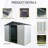 Outdoor Metal Storage Shed 8Ft X 4Ft - White & Black. Strong And Stable. Accommodates Garden Tools. Sloped Roof Adds Space. Lockable Door For Security. Air Vents. With Foundation, Anchors, Hooks,-125291573