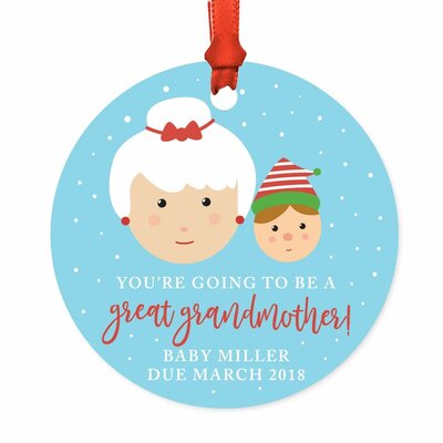 Personalized You're Going To Be A Great Grandmother Baby Due, Santa and Mrs. Claus with Elf Ball Ornament -  The Holiday Aisle®, 584761DB819D43E781596511C7F6487B
