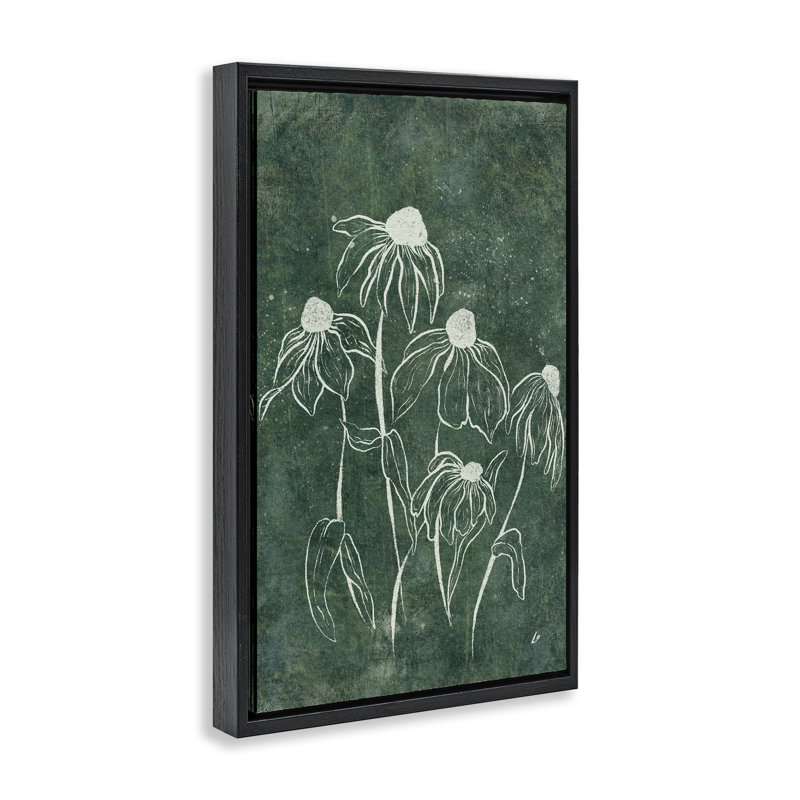  «Echinacée Garden Blooms» par Lydia Orange, Cadre flottant noir de jais, H 25 po x l 17 po