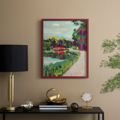 «Colorful Lakeside», reproduction encadrée - bois massif