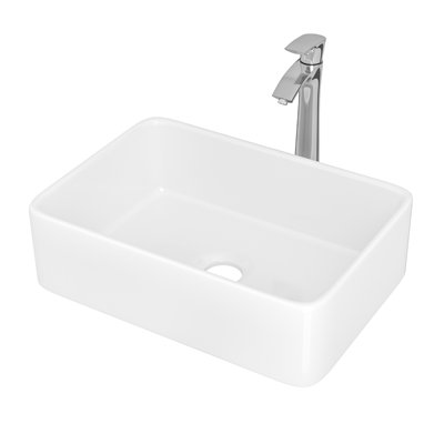Lavabo de salle de bain rectangulaire en céramique blanche 19 "X15"