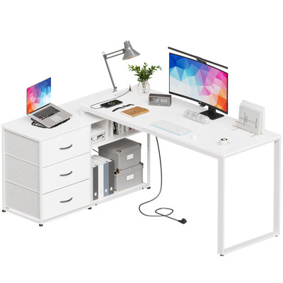 L-Shaped Metal Base Computer Desk