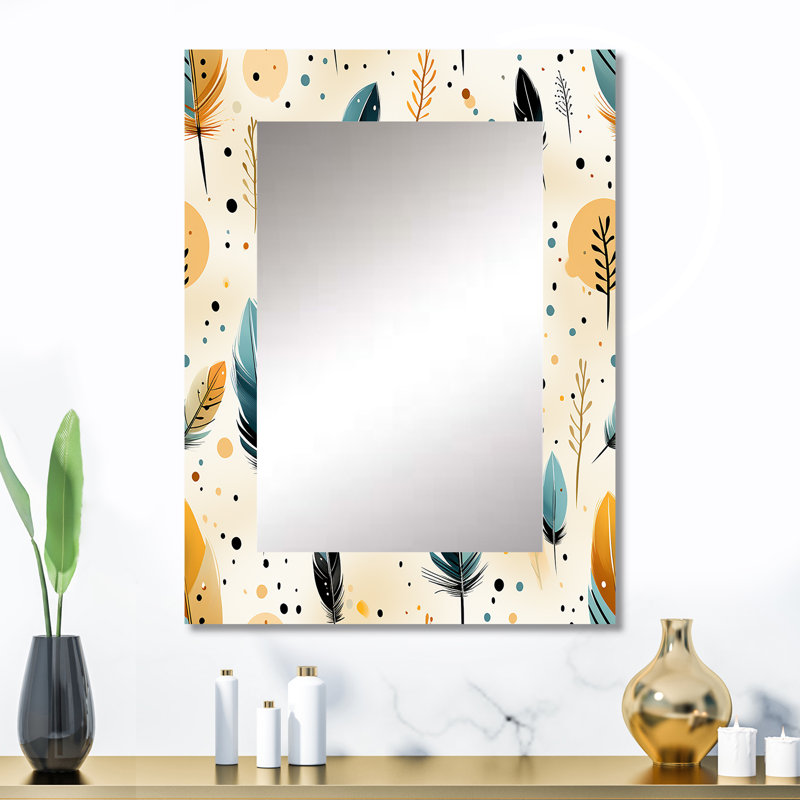 Motif de plumes nomades Analei Beige Urban - boho, 32 po x 24 po