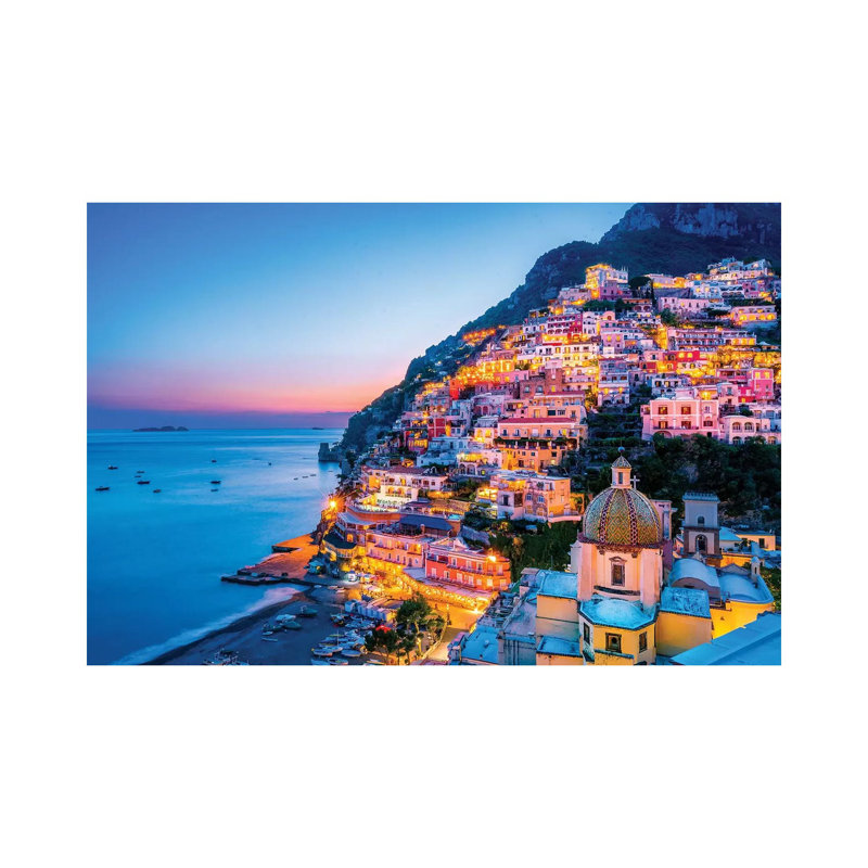 «Positano, Church Santa Maria Assunta Sunset» par Susanne Kremer - photographie sur toile tendue