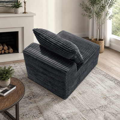 Fauteuil d'appoint sans accoudoirs en velours côtelé noir