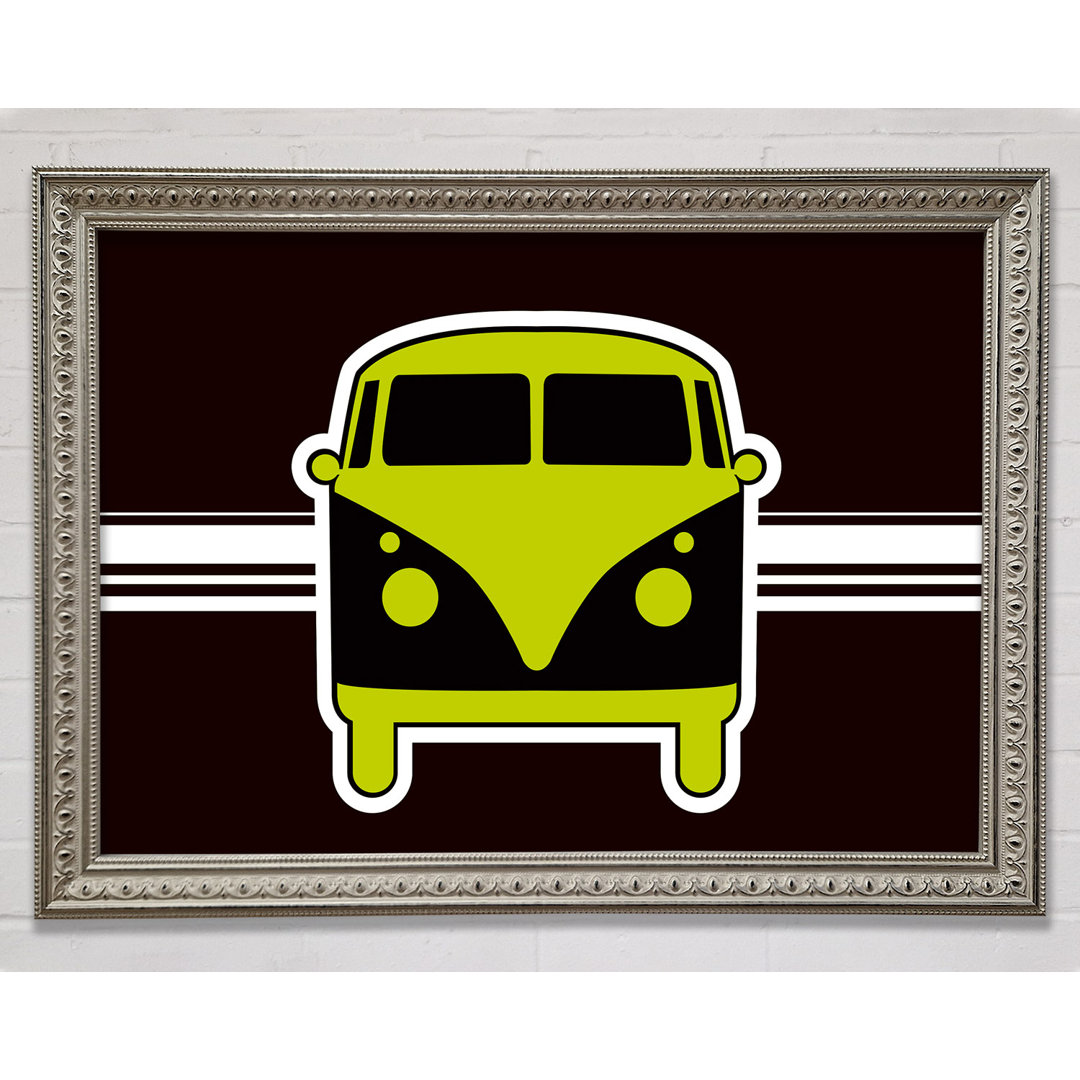 Retro Vw Camper Van Lime Green - Einzelner Bilderrahmen Druck