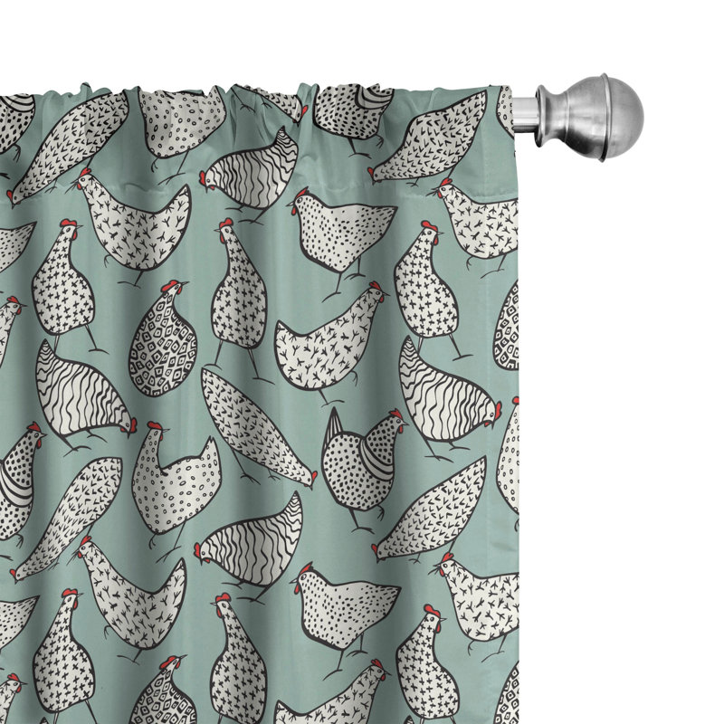 Chicken Semi-Sheer Rod Pocket Curtain Panels, 28" x 63"