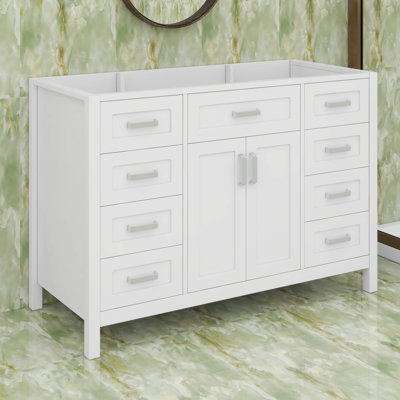 47" Bathroom Vanity Without Sink, Cabinet Only, 2 Doors And 8 Drawers
