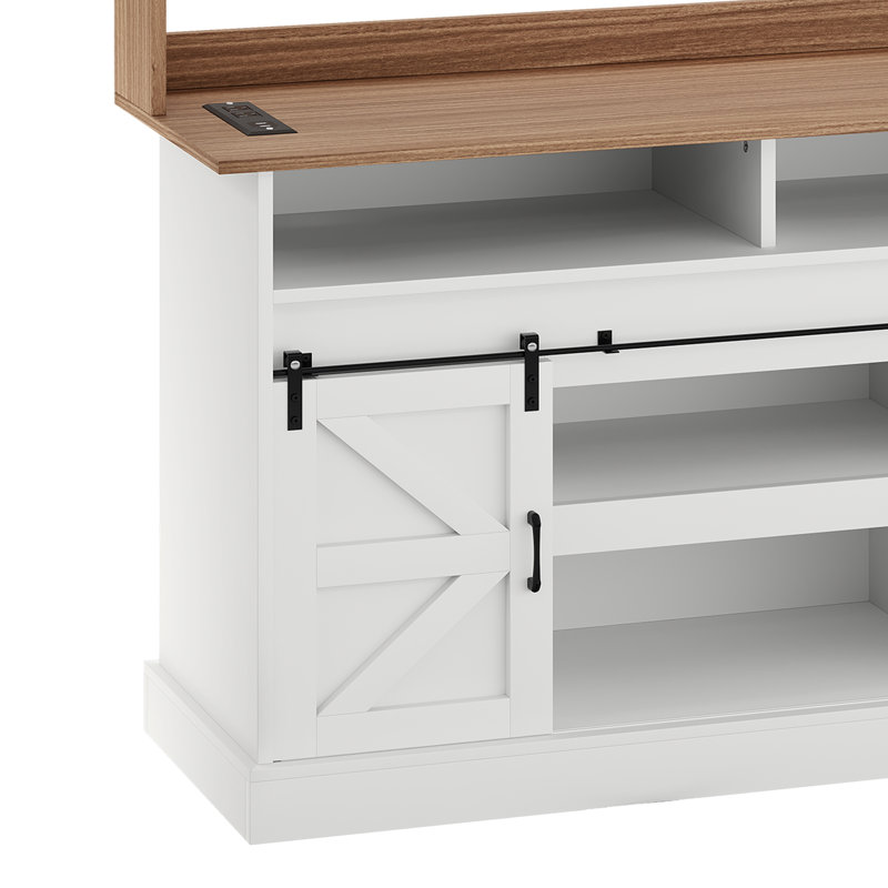 Armoire-bar de style campagnard 51,9 po Piter, Brun / blanc
