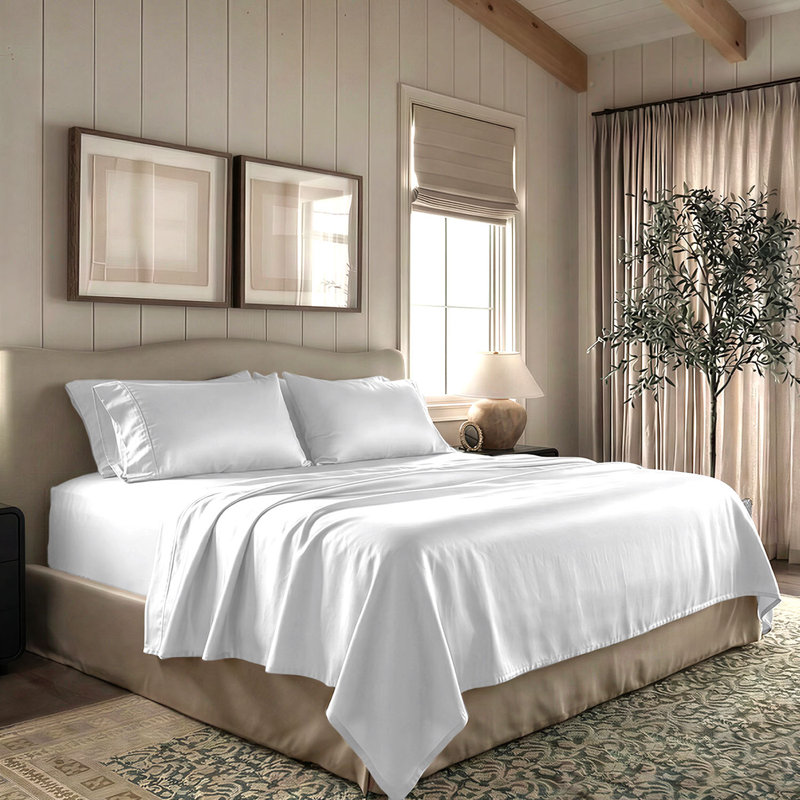 Threadmill 1000 Thread Count 100% Supima Cotton Sheet Set in Sateen Weave, Bright White, King Sheet Set with 2 Pillowcases