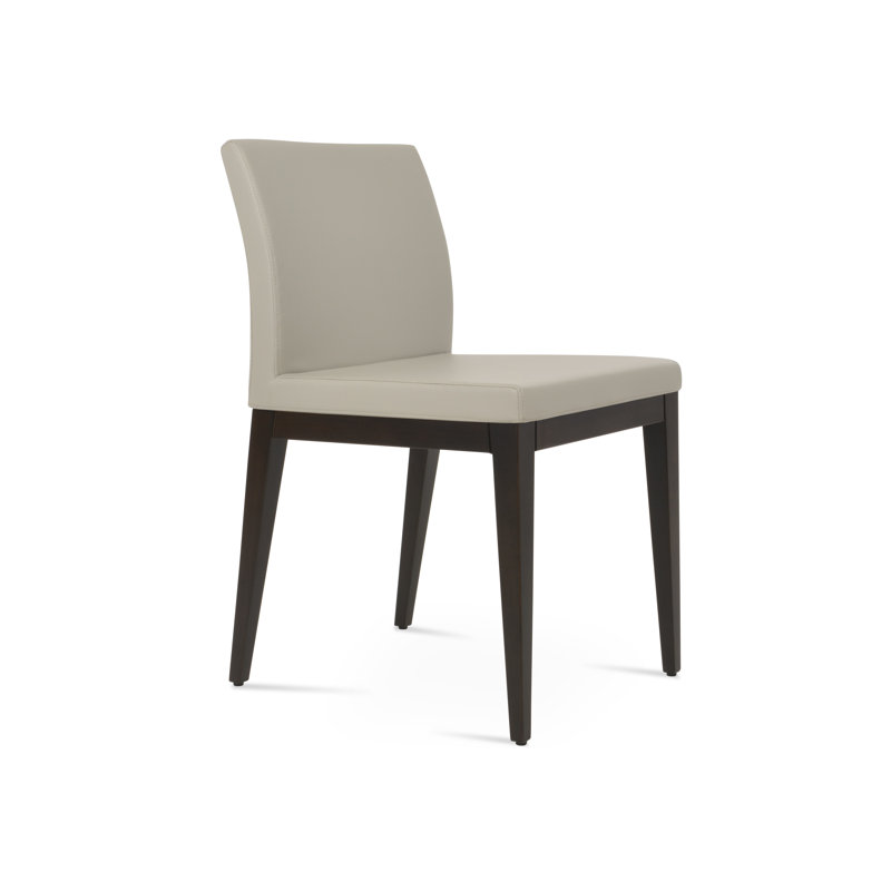 Aria Wood Dining Chair, Silver Wool, Wenge