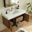 Ensemble de meuble-lavabo mural 39,4 po avec surface en noyer fritté et lavabo encastré en céramique-1489035114-1489035112