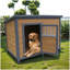 Grande niche pour chien en bois massif de 45 po, toit en plastique PVC imperméable, portes en bois respirantes