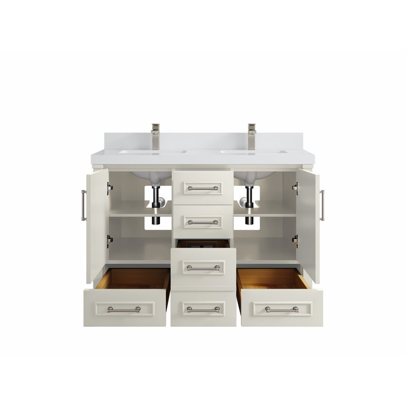 Aberdeen X P 22 po De meuble-lavabo double D, Blanc, Albâtre