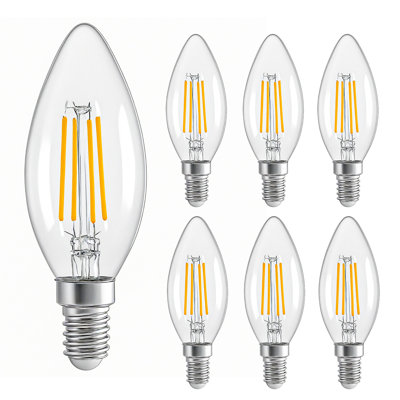Ampoule à filament énergétique écoénergétique à DEL, culot E12, verre transparent, intensité variable, 4 W, équivalent à 40 W incandescent, IRC élevé pour une couleur véritable
