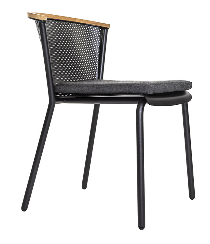 Riad Outdoor Dining Side Chair, Canvas Natural Sunbrella® Canvas, Anthracite