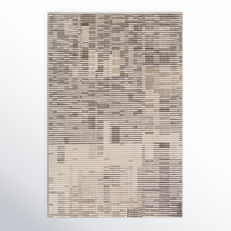 Tapis gris / crème / taupe Erwin, Rectangle 5 pi 3 po x 8 pi