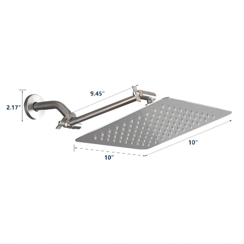 Pomme de douche carrée 10 po, Nickel brossé