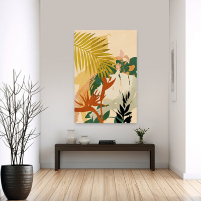Art contemporain, palmier coloré abstrait, art de paysage tropical