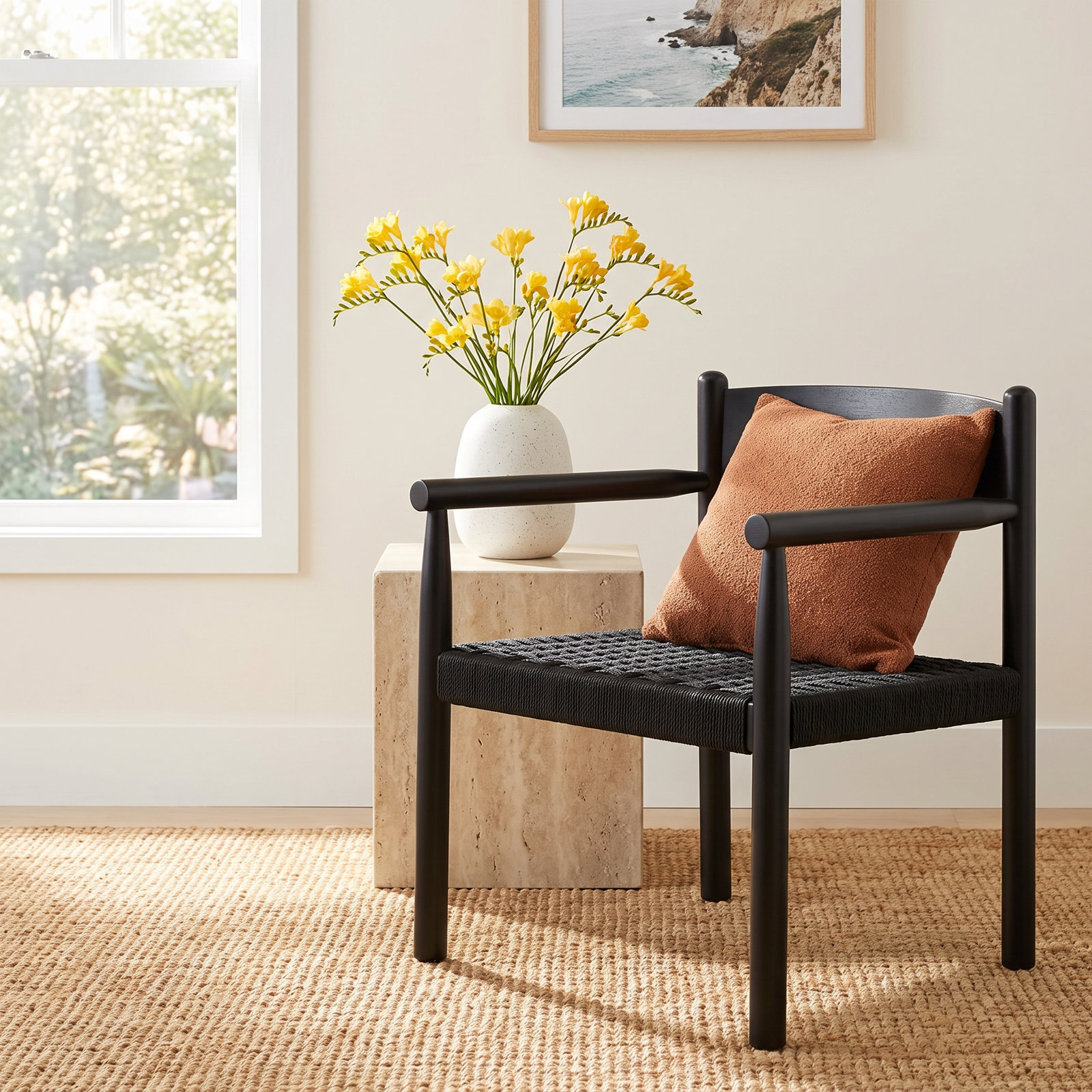 Lyydia Teak Armchair, Black