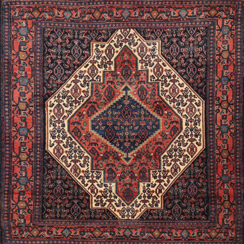 Tapis oriental orange / beige, Rond 6 pi