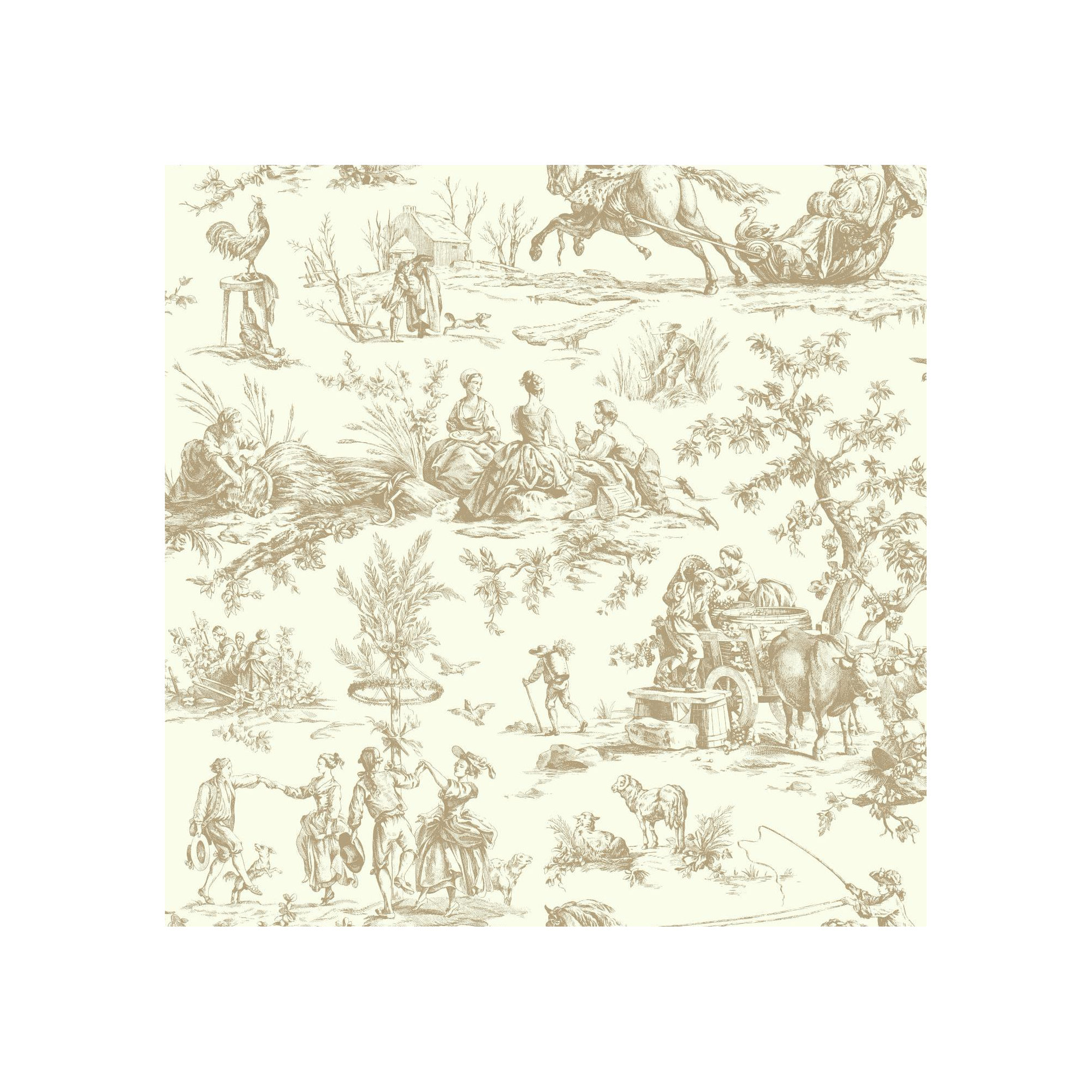 Ashford Toiles Toile Wallpaper, Brown/Off-white