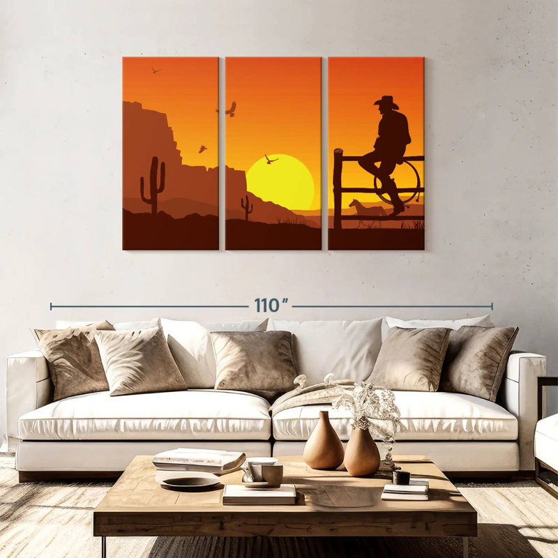 Lelar Western Cowboy Sunset, 48" H x 74" W