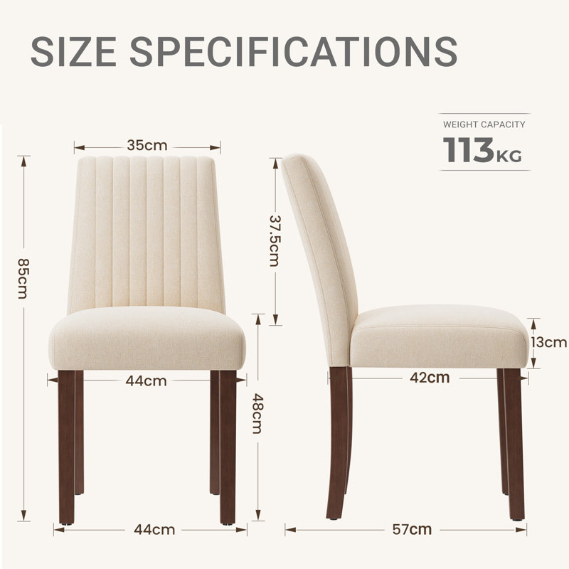 48cm H Fabric Upholstered Upholstered Back Side Chair, Beige