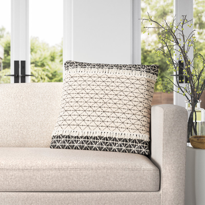 Santina Tassels Cotton Reversible Throw Pillow, 18" x 18", Down