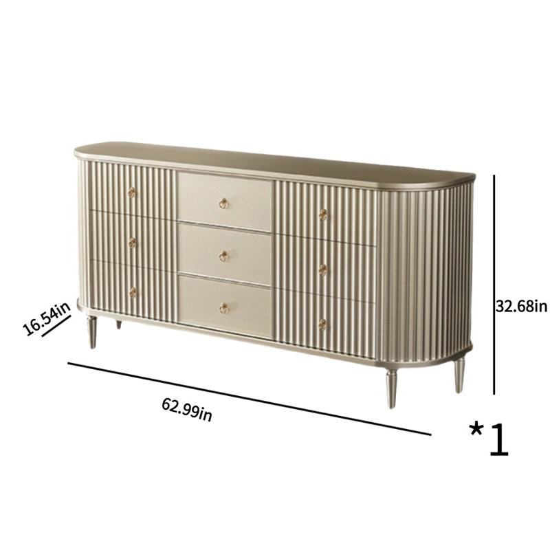 Armoire d'appoint en bois massif champagne doré