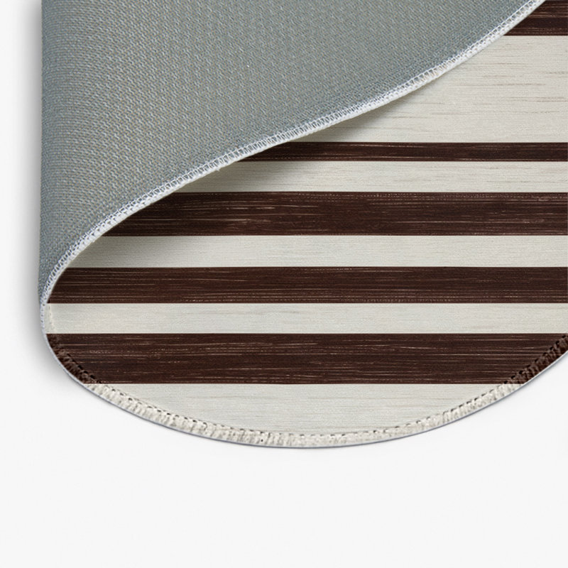 Tapis intérieur / extérieur gris HorizontalStripes, Rond 5 pi