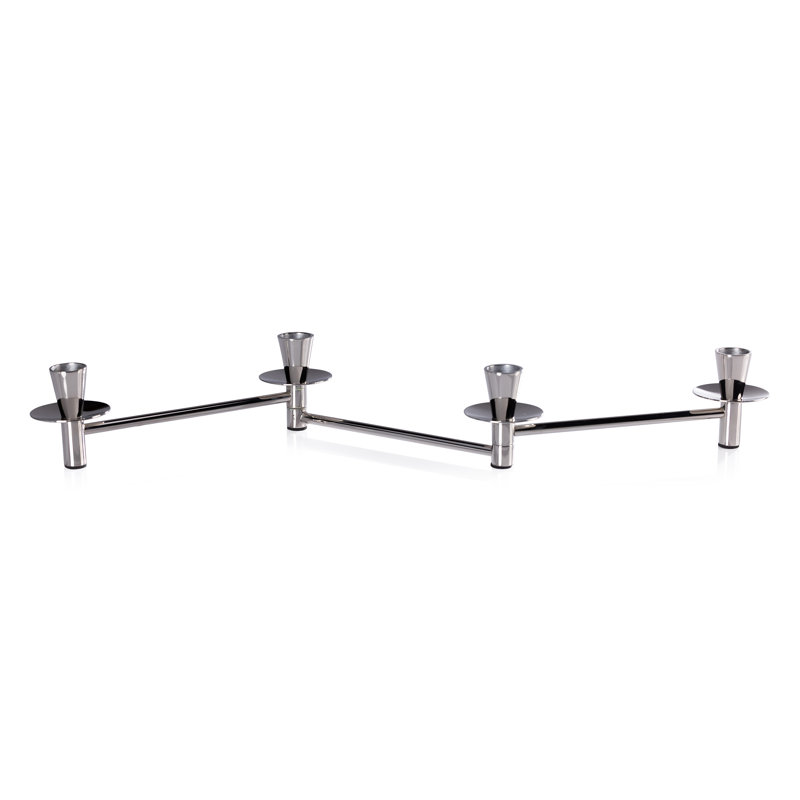 Méduse Expandable 4-Piece Taper Candle Holder Set, Nickel