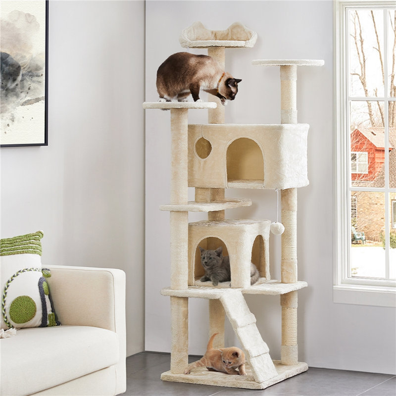 Cat Tree, Beige, 178cm H x 55cm W x 55cm D