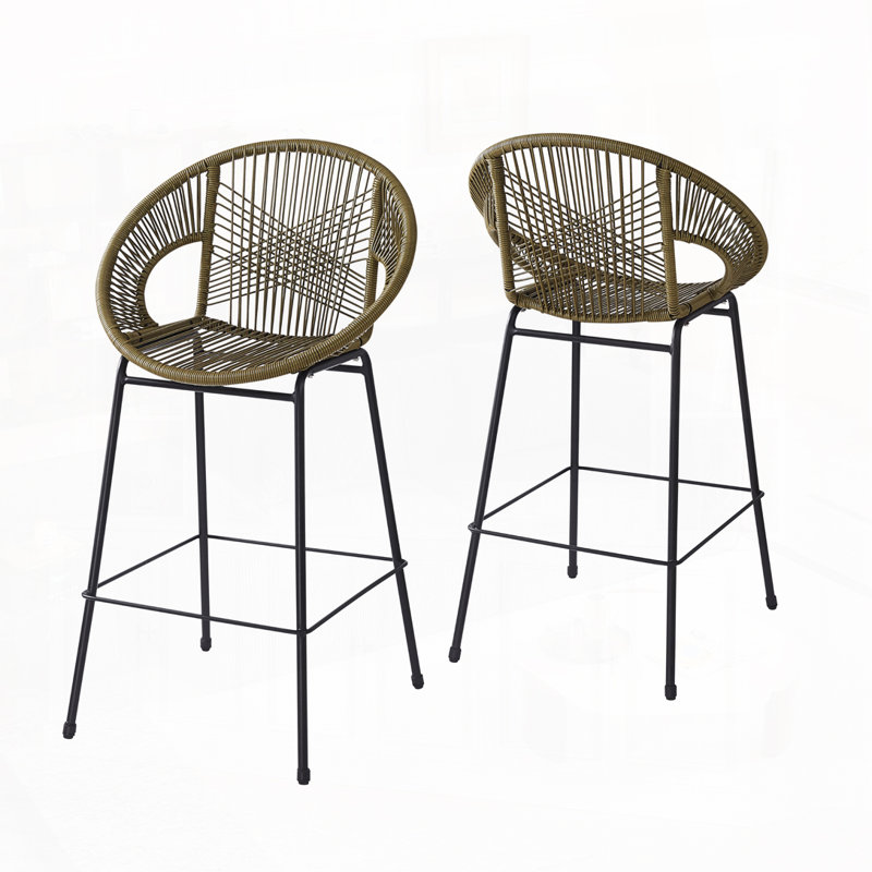 Tabourets de bar en osier d'extérieur, Vert