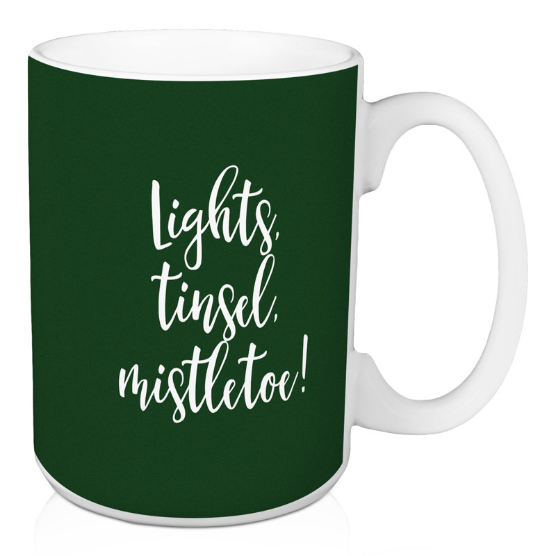Grande tasse à café lumières, tinsel, gui Haith, Vert foncé
