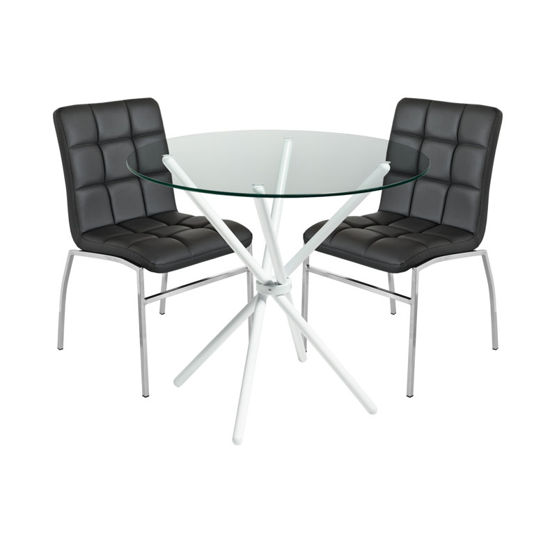 Aadam 2 - Person Dining Set, White, Black