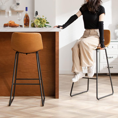 Bar Stools of 2/3/4, 26/30 Inch Counter Height Barstools with Back Faux Leather Bar Height Stools for Kitchen Island Counter