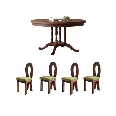 French elegant solid wood round table set