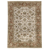 Hand Knotted Wool Area Rug in Ivory And Red