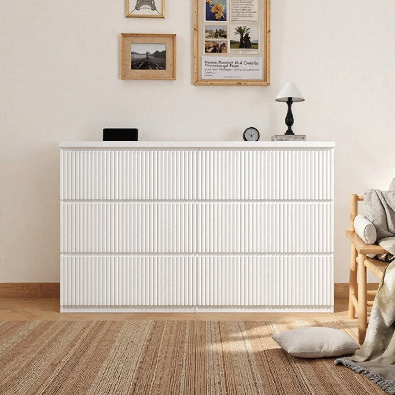 Armoire de rangement 47 pouces à 6 tiroirs, commode à panneau ondulé