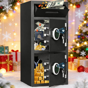 6.5 Cu Ft Extra Large Home Safe Box With Drop Slot, Digital Drop Safe With Double Door & Key Hook, Money Safes With Backlit Keypad & Dual Alarm For Home Office Business
