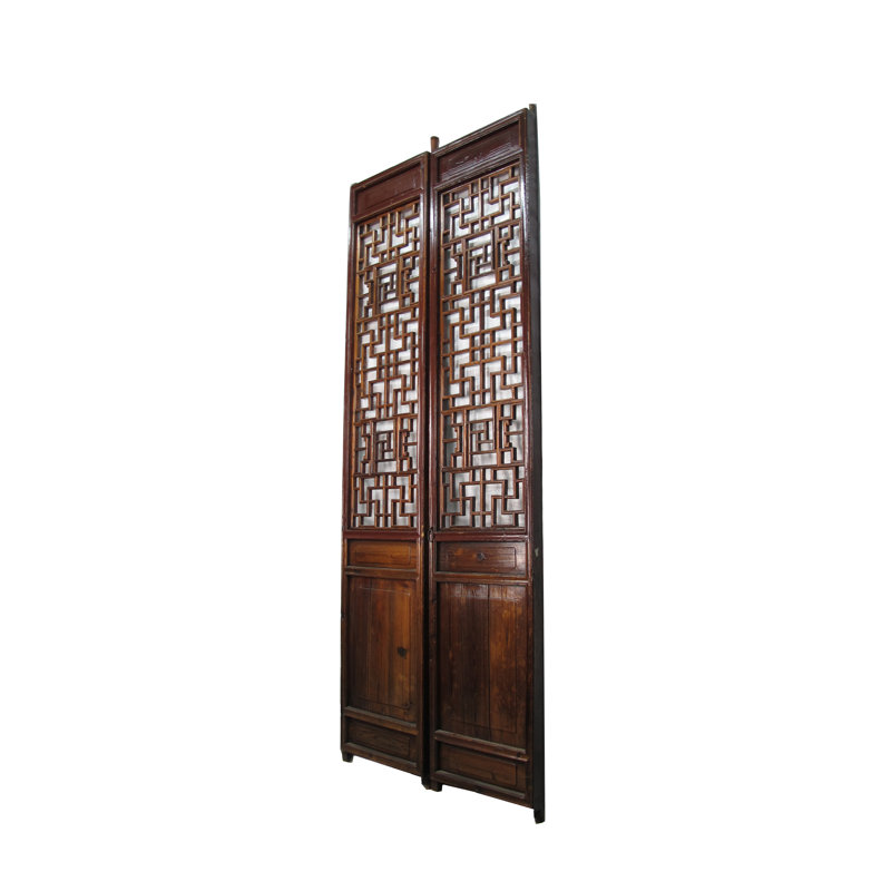 Asian Classic Stained Wood Pivot Screen Doors