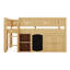 Lit mezzanine double pleine grandeur avec armoire de rangement et tableau noir, cadre de lit mezzanine en bois avec tablettes de rangement pour enfants adolescents-618612714