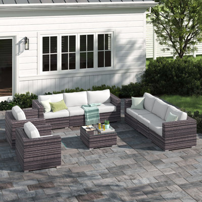 Lazaro 8-Person Patio Seating Group with Sunbrella Cushions